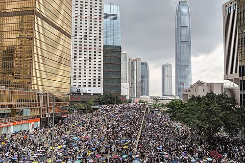 Hong Kong anti-extradition bill protest Photo of a Hong Kong anti-extradition bill protest